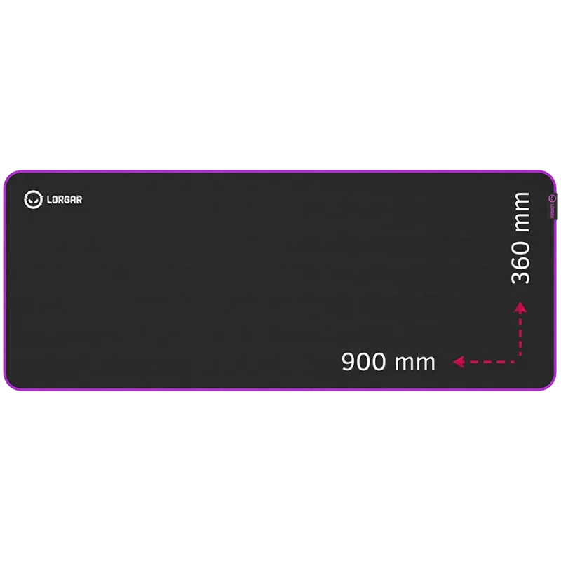 Lorgar Main 319, Gaming mouse pad, High-speed surface, Purple anti-slip rubber base, size: 900mm x 360mm x 3mm, weight 0.6kg - 1