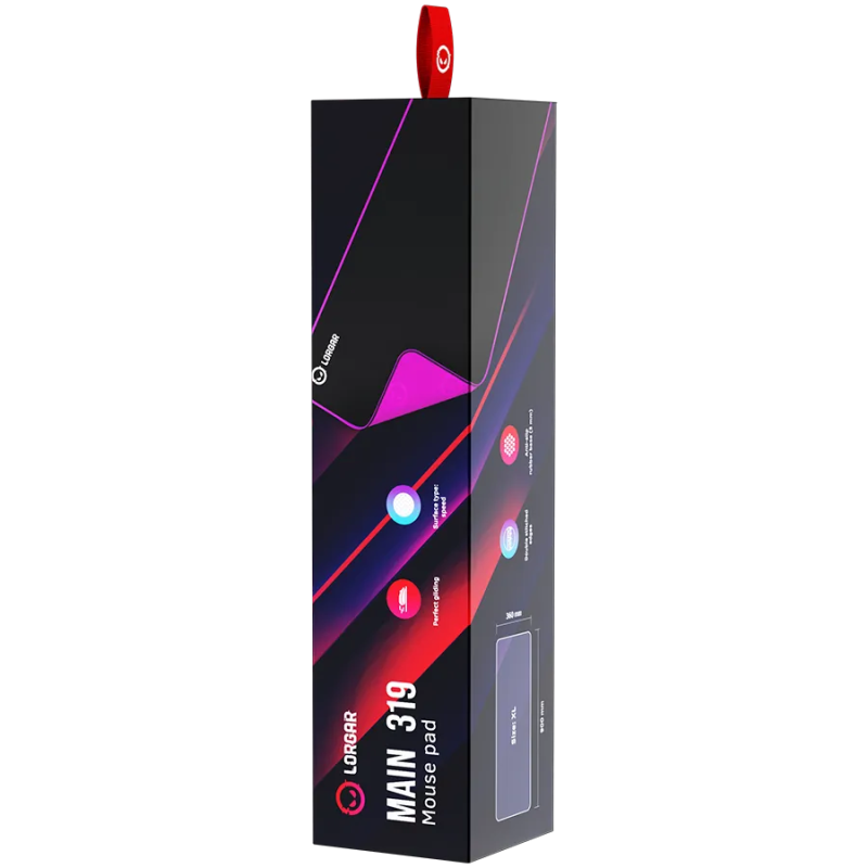 Lorgar Main 319, Gaming mouse pad, High-speed surface, Purple anti-slip rubber base, size: 900mm x 360mm x 3mm, weight 0.6kg - 1