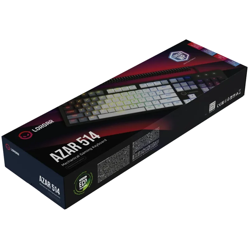 LORGAR Azar 514, Wired mechanical gaming keyboard, RGB backlight, 1680000 colour variations, 18 modes, keys number: 104, 50M cli