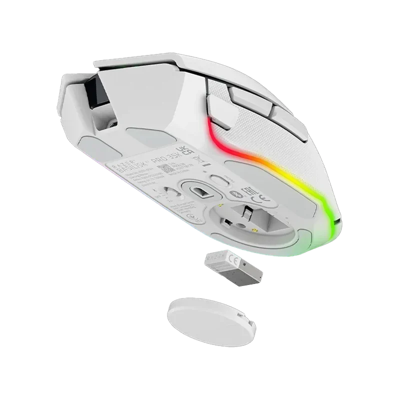 Razer Basilisk V3 Pro 35K, White, Gaming Mouse, HyperSpeed Wireless, Bluetooth, Focus Pro 35K Optical Sensor Gen-2, 35000 DPI, C