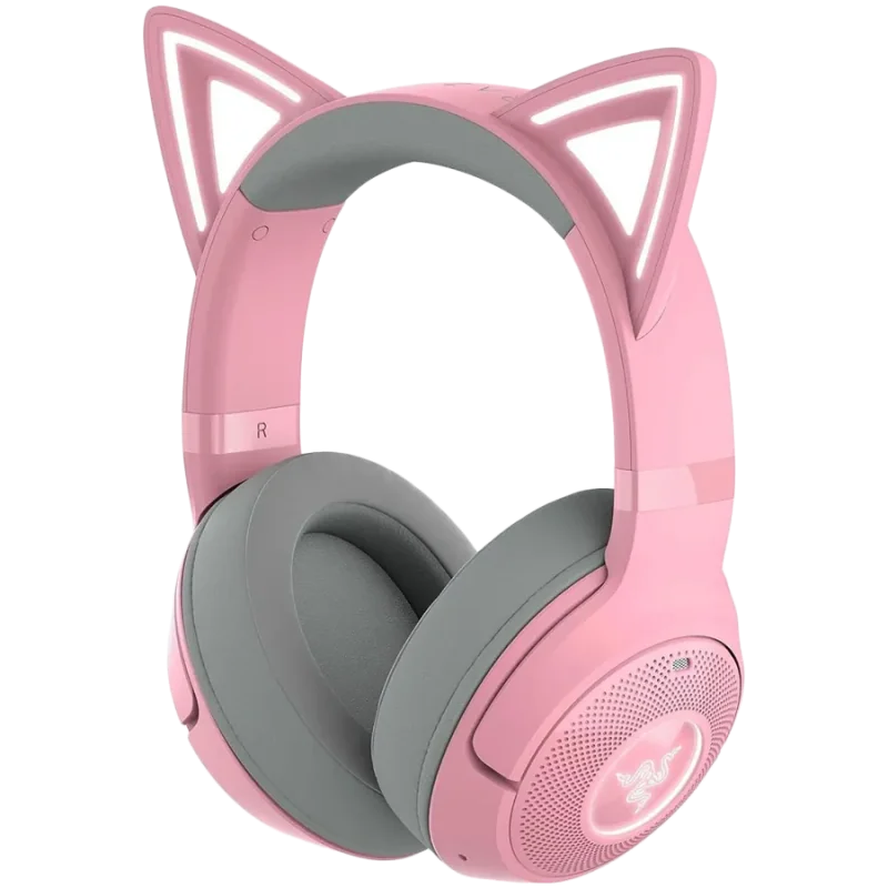 Kraken Kitty BT V2 - Quartz Ed. Pink, Wireless Gaming Headset, Kitty Ears and Earcups, Bluetooth 5.2 with Gaming Mode, TriForce 