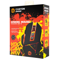 CANYON Optical gaming mouse, adjustable DPI setting 800/1000/1200/1600/2400/3200/4800/6400, LED backlight, moveable weight slot 