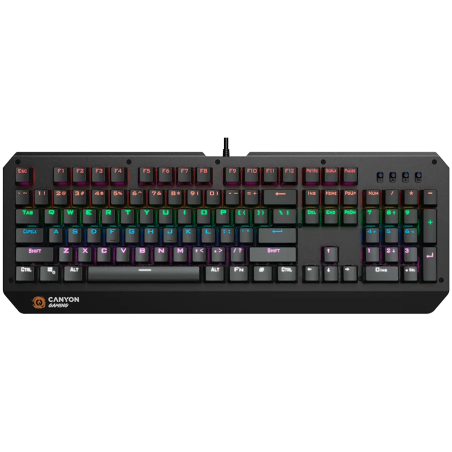 CANYON Hazard GK-6, Wired multimedia gaming keyboard with lighting effect, 108pcs rainbow LED, Numbers 104keys, EN double inject