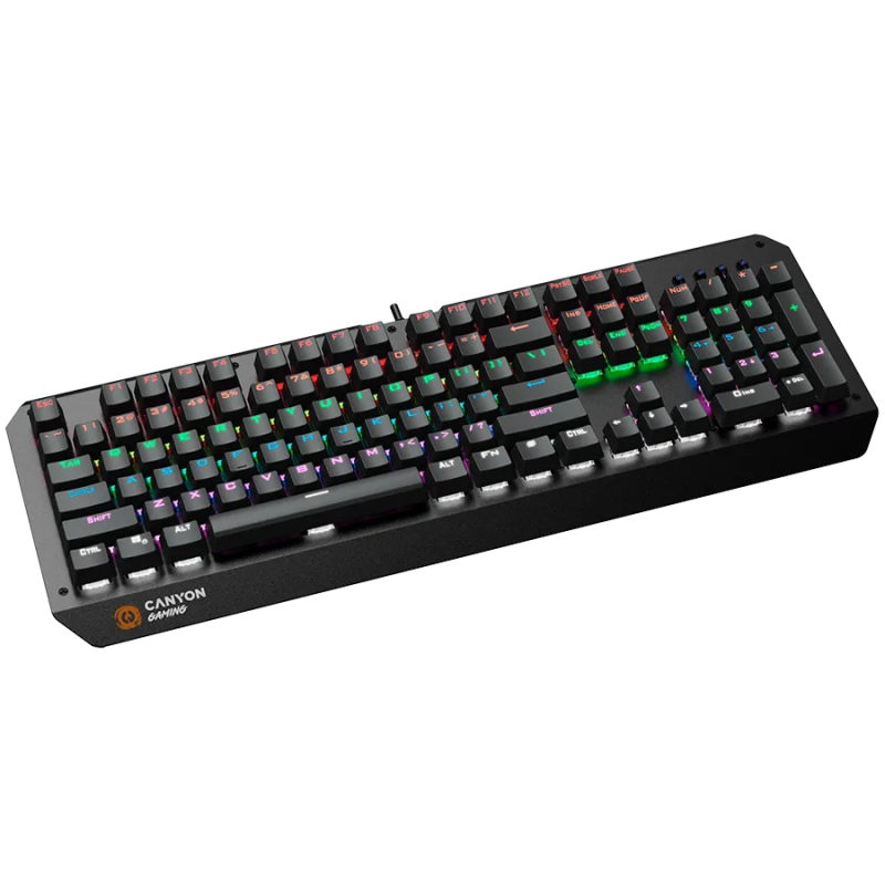 CANYON Hazard GK-6, Wired multimedia gaming keyboard with lighting effect, 108pcs rainbow LED, Numbers 104keys, EN double inject