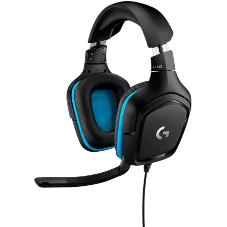 LOGITECH G432 Wired Gaming Headset 7.1 - LEATHERETTE - BLACK/BLUE - USB - 1
