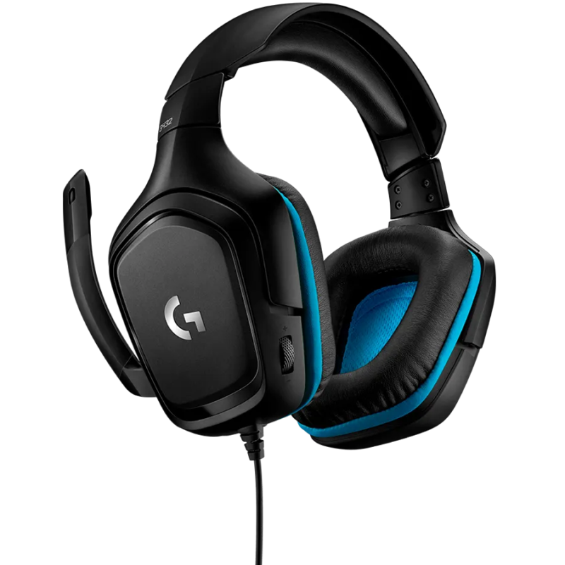 LOGITECH G432 Wired Gaming Headset 7.1 - LEATHERETTE - BLACK/BLUE - USB - 1