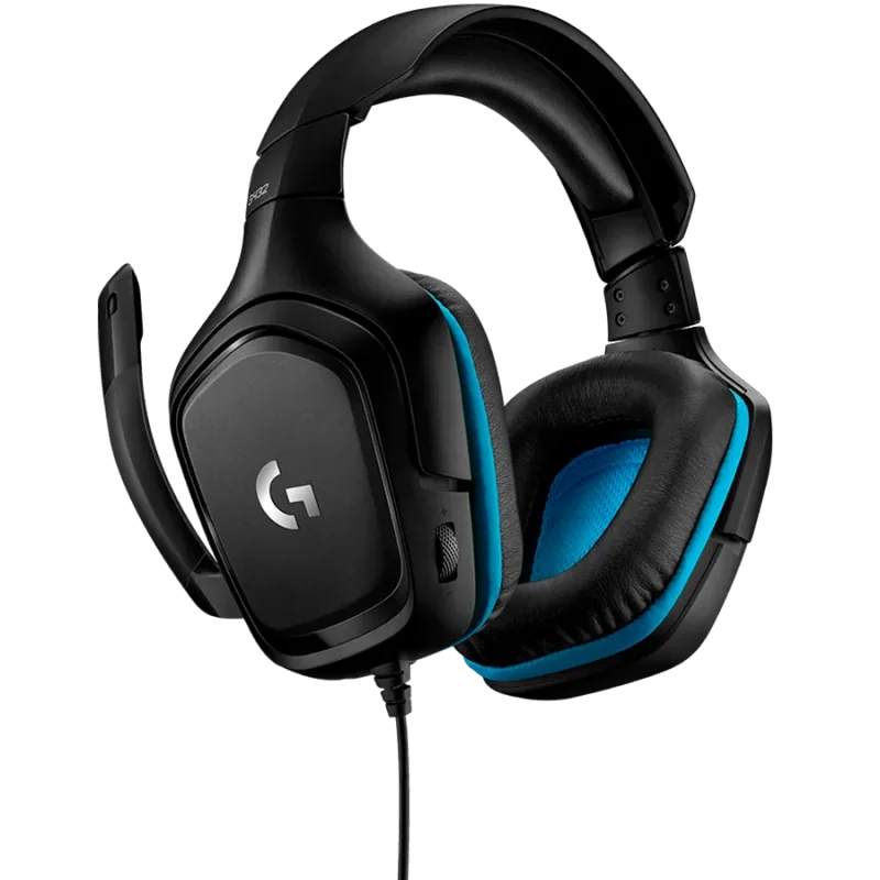 LOGITECH G432 Wired Gaming Headset 7.1 - LEATHERETTE - BLACK/BLUE - USB - 1
