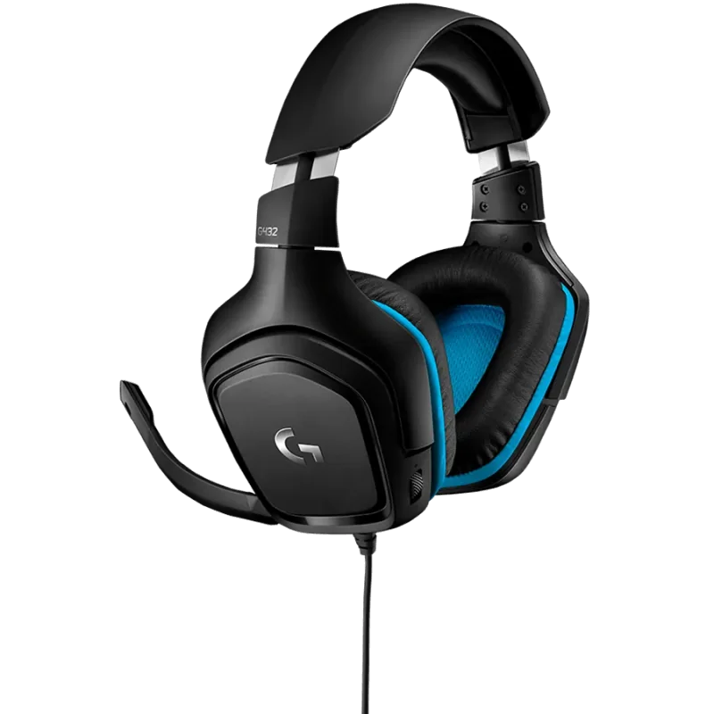LOGITECH G432 Wired Gaming Headset 7.1 - LEATHERETTE - BLACK/BLUE - USB - 1
