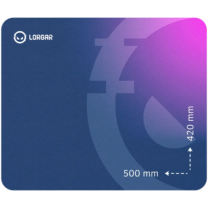 Lorgar Main 135, Gaming mouse pad, High-speed surface, Purple anti-slip rubber base, size: 500mm x 420mm x 3mm, weight 0.41kg - 