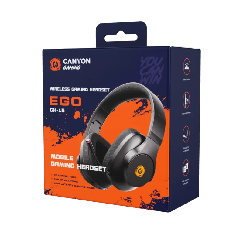 CANYON headset EGO GH-15 2in1 BT Black - 5