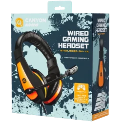 CANYON Star Raider GH-1A, Gaming headset 3.5mm jack with adjustable microphone and volume control, with 2in1 3.5mm adapter, cabl